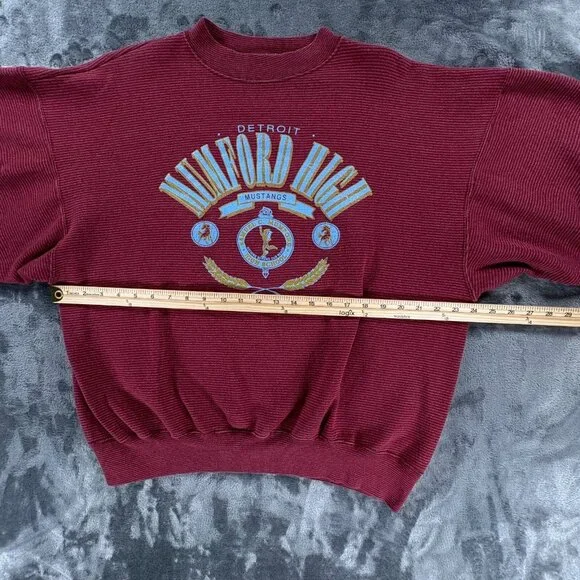 Genius Sweatshirt Men L/XL Detroit High School Mumford Mustangs Vintage 80's - Picture 7 of 16